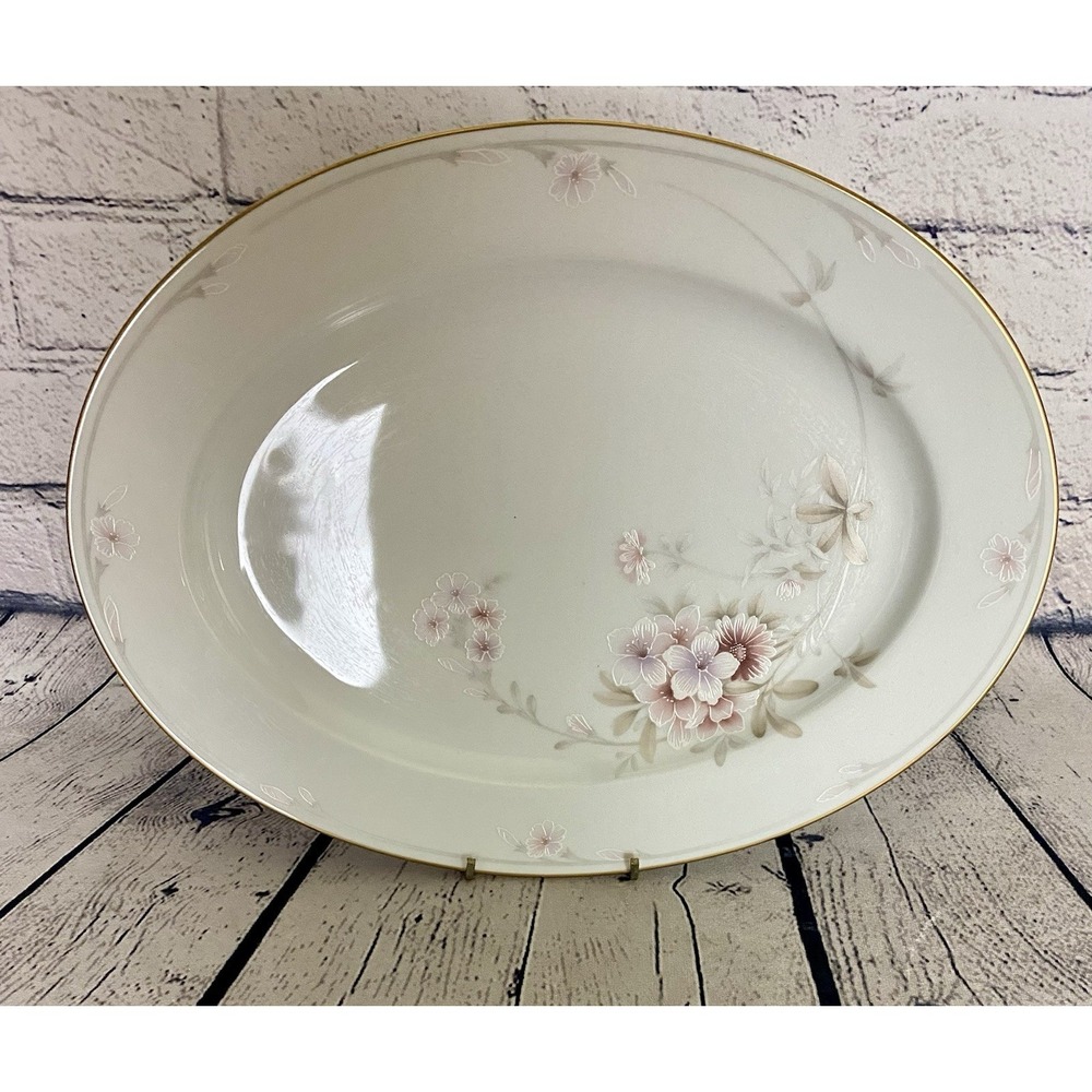 Legendary By Noritake Shrewsbury 3490 13.5" Platters Pink Floral Gold Trim